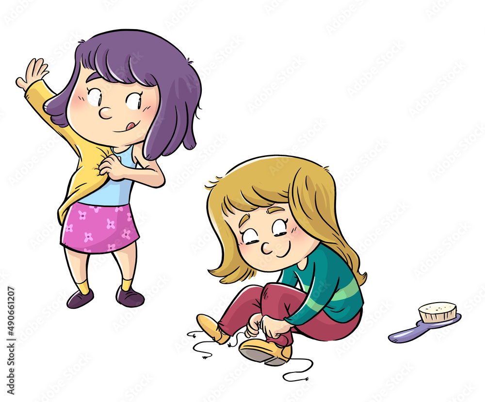 girl getting dressed clipart