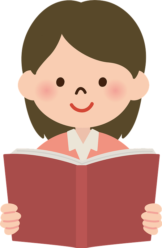 girl reading a book clipart