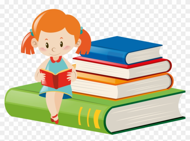 girl reading a book clipart