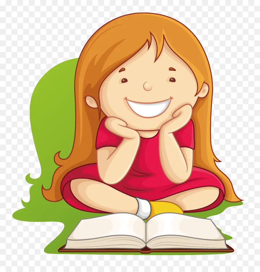 girl reading a book clipart