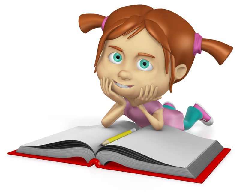 girl reading clipart