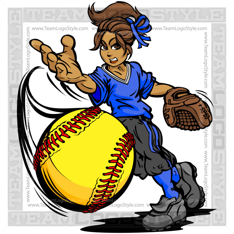 girls softball clipart