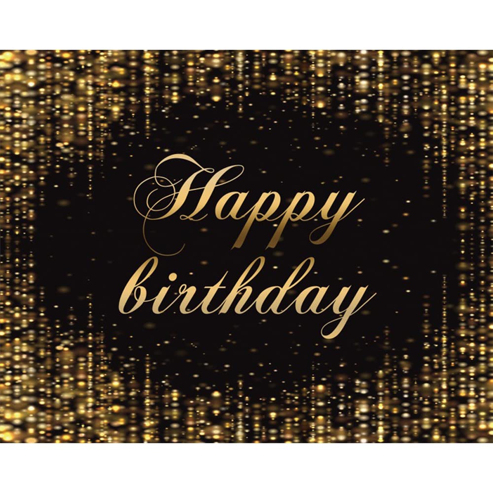 Glitter Happy Birthday Background for Photography Black and Gold Glitter  Sequins Birthday Photo Background LFEEY 10 x 8 ft Birthday Party Decoration  ...