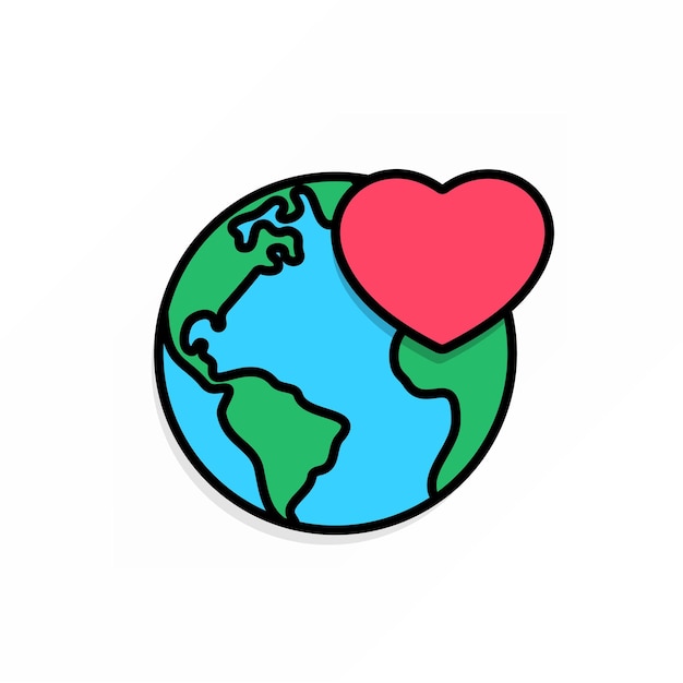 Premium Vector | Earth with red heart over white background ...