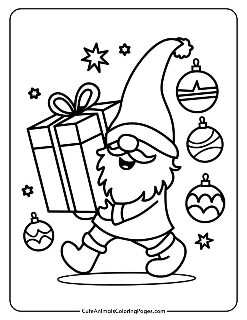 Christmas Gnomes Coloring Pages (6 Free Printables) - Cute Animals ...