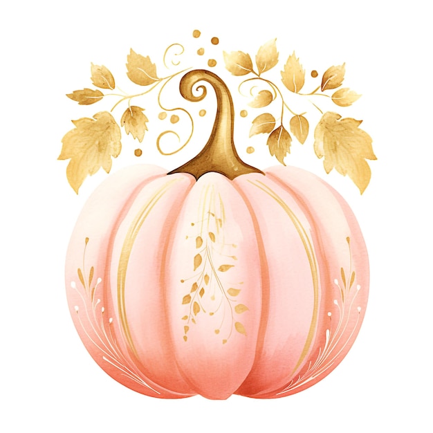 Decorative gold pumpkin Halloween decor on a white background ...