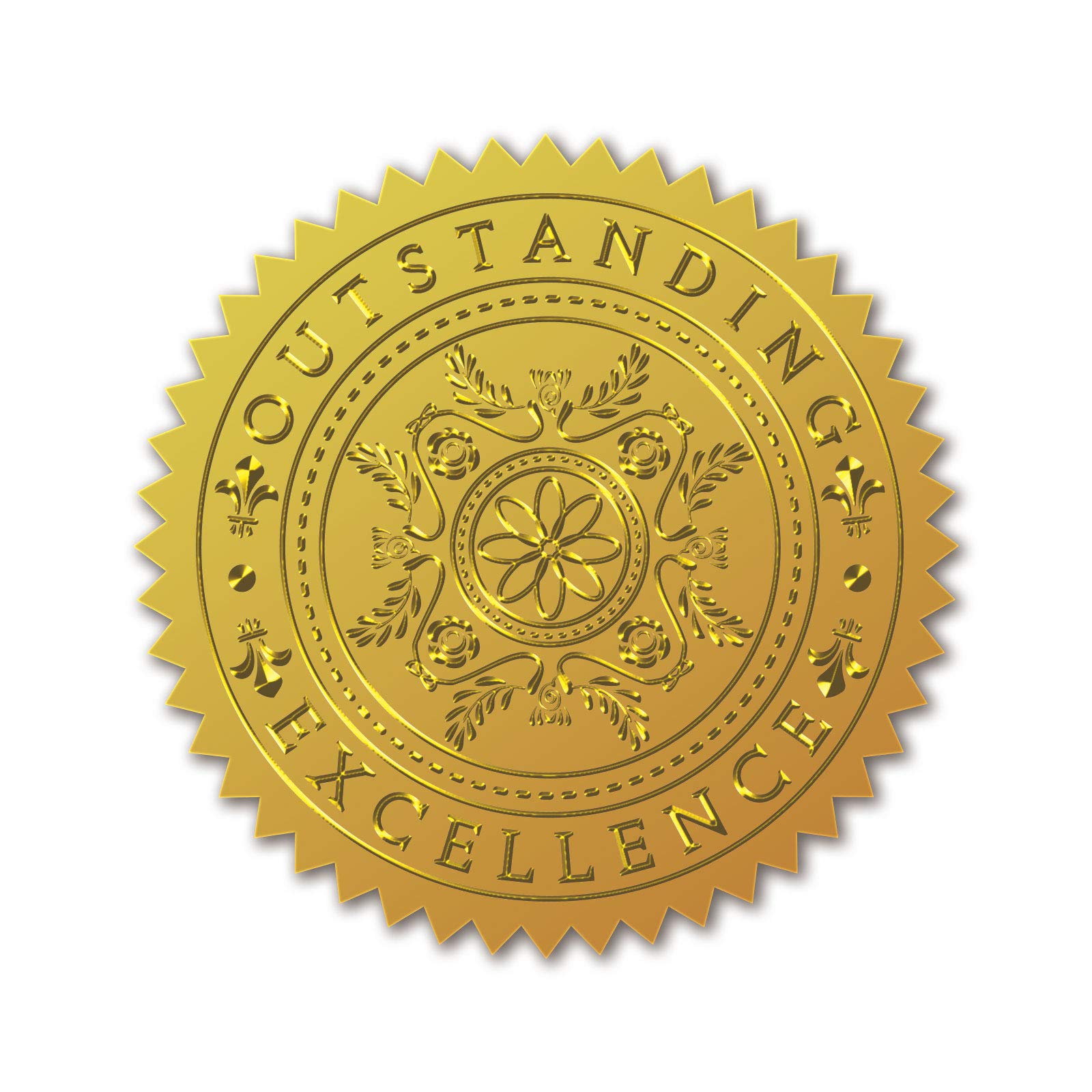 craspire Pack of 100 Embossed Gold Foil Certificate Seals Self-Adhesive  Stickers Medal Decoration Stickers Certification Graduation Corporate Seals  ...