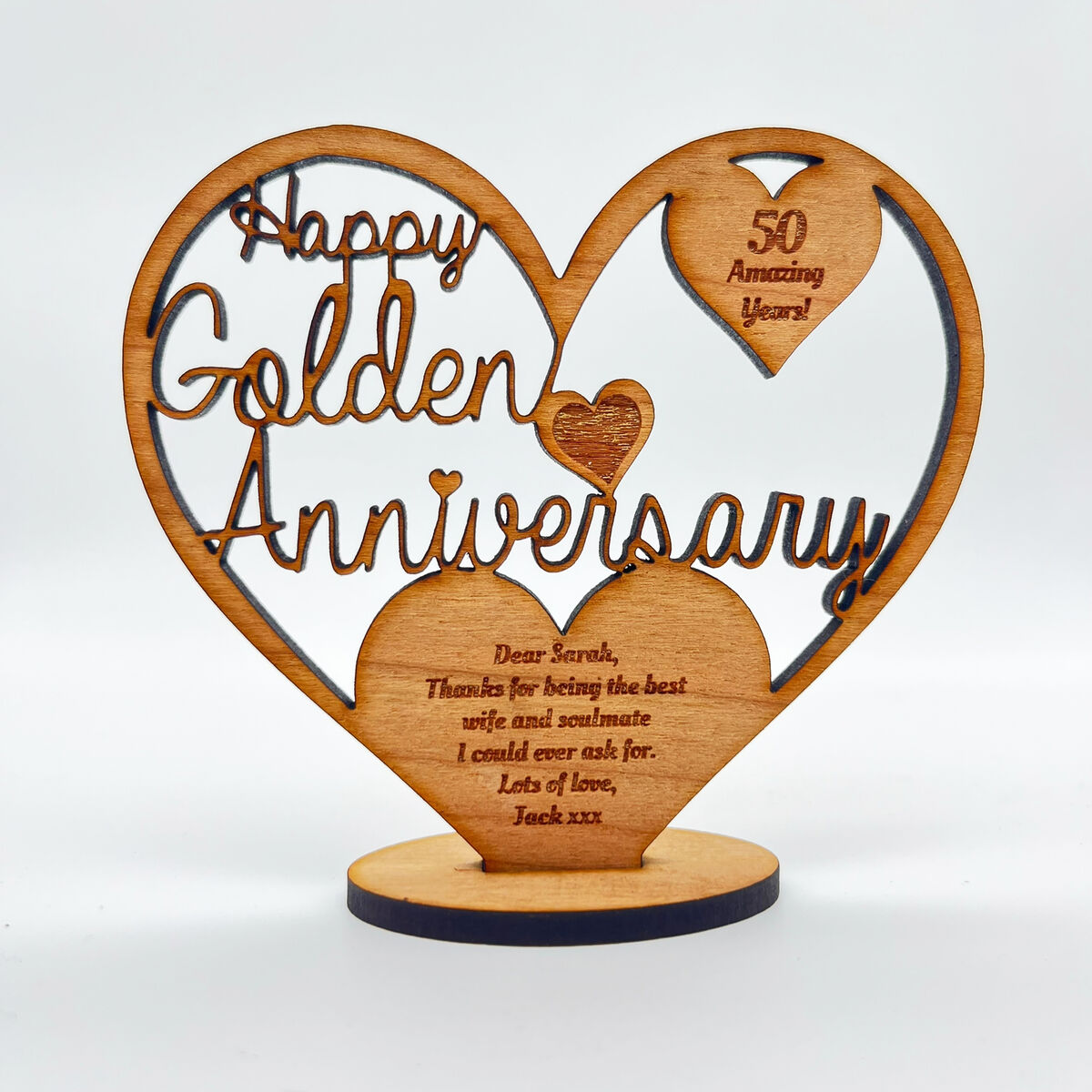 Happy Golden Anniversary 50 Jahre Herz personalisiertes Geschenk mit  graviertem