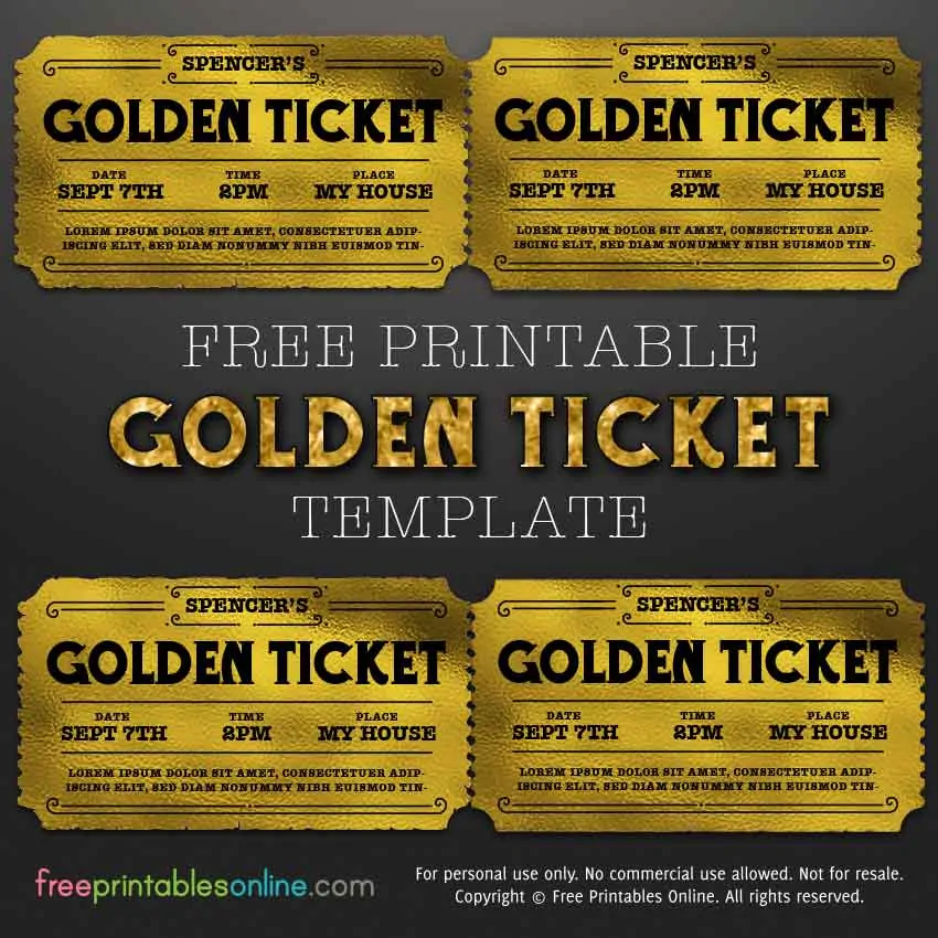 Customizable Golden Ticket Template - Free Printables Online