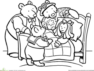 Color Goldilocks and the Three Bears | Worksheet | Education.com