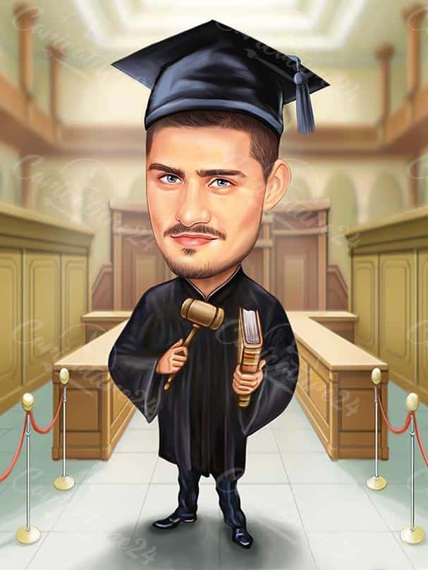 ? Hand Drawn Lawyer Graduation Caricature Fully Customized ...