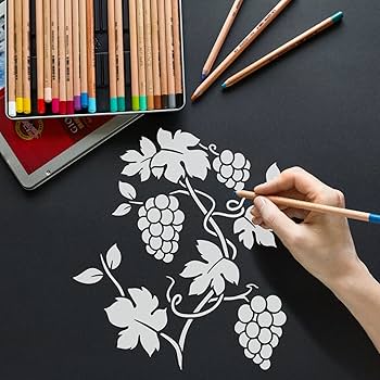 FINGERINSPIRE Grapevine Stencil, 30 x 30 cm, Small Grapevine Wall ...