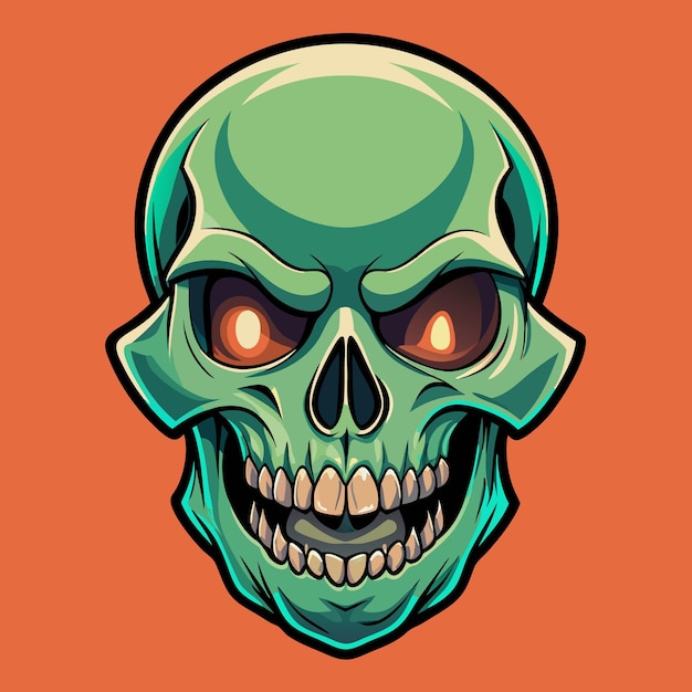 A green skull with a green face and a red background | Premium AI ...