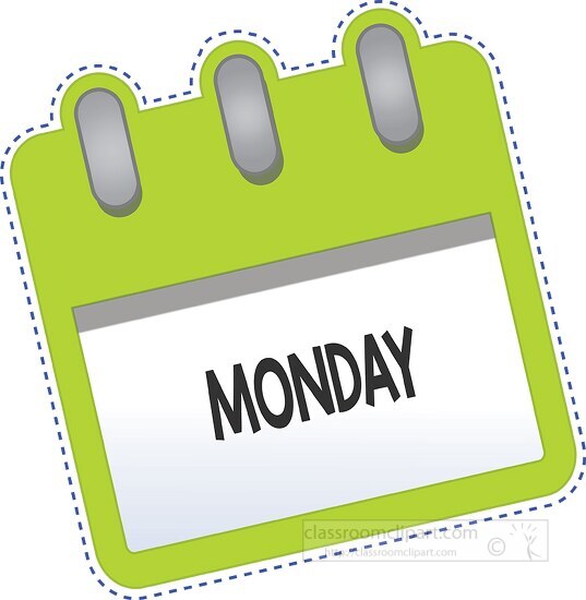 Calendar Clipart-day of the week calendar monday green