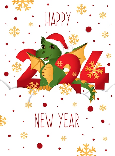 Premium Vector | Greeting postcard Happy new year 2024 with symbol ...