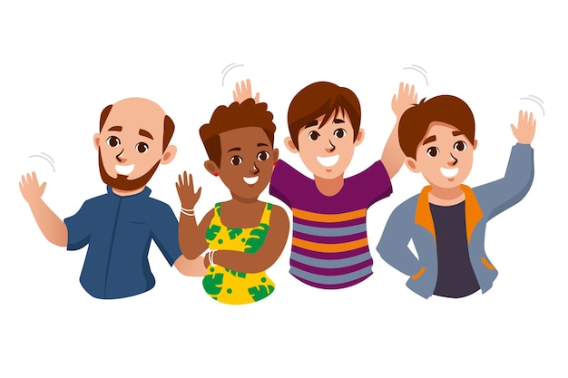 group of people waving goodbye clipart