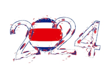 Premium Vector | 2024 Year in grunge style with flag of Costa Rica