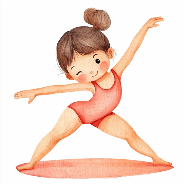Cute kid playing Gymnastics watercolor clipart | Premium AI ...