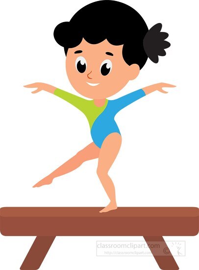 Gymnastics Clipart-young girl practicing Gymnastics on Balance ...