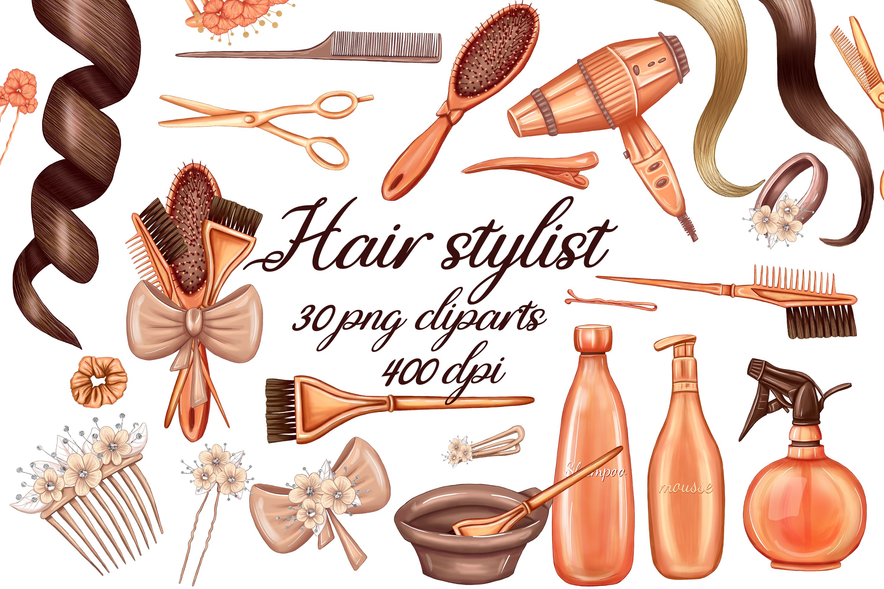 Hairdresser clipart, hair stylist pngs for DIY logo