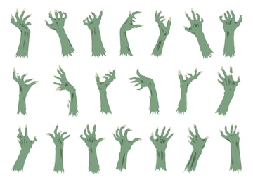 Premium Vector | Creepy zombie arms Halloween monsters hands with ...
