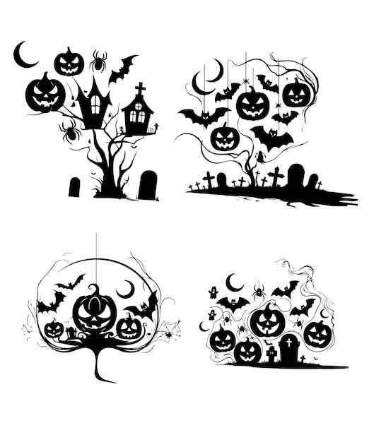 halloween black cliparts 2024