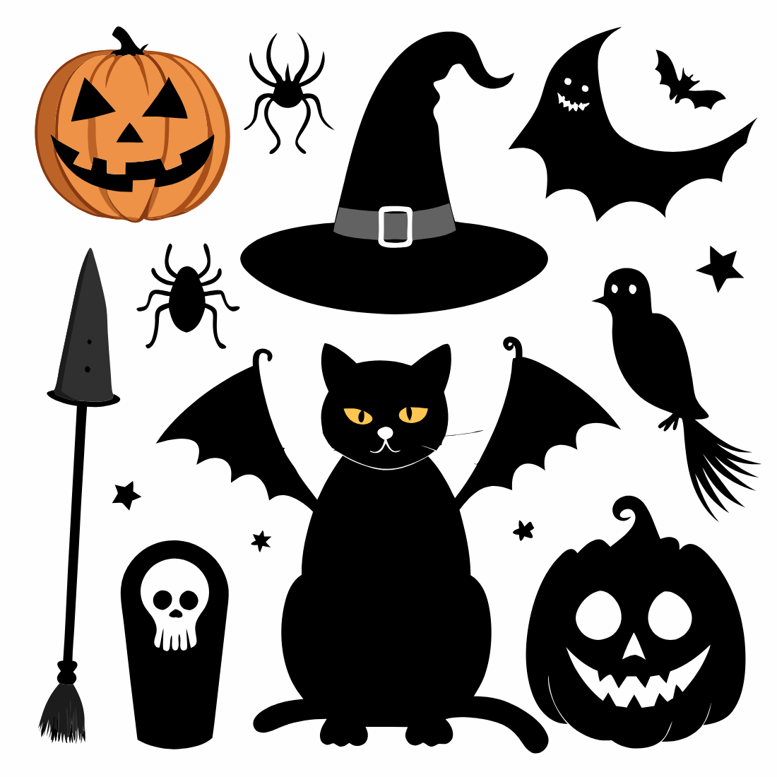 halloween black cliparts 2024