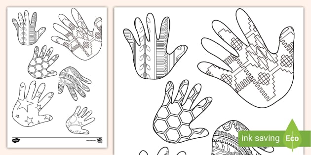 Handprint Colouring Page (teacher made) - Twinkl