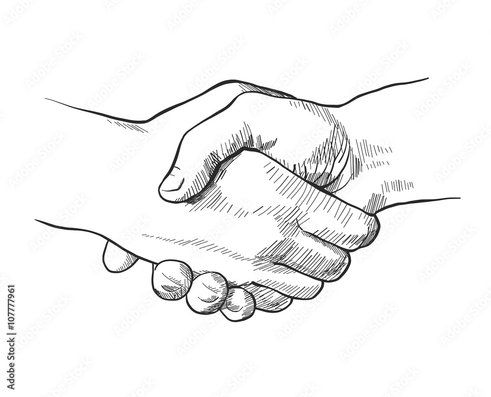 Hand drawn sketch illustration of a handshake Stock-Vektorgrafik ...