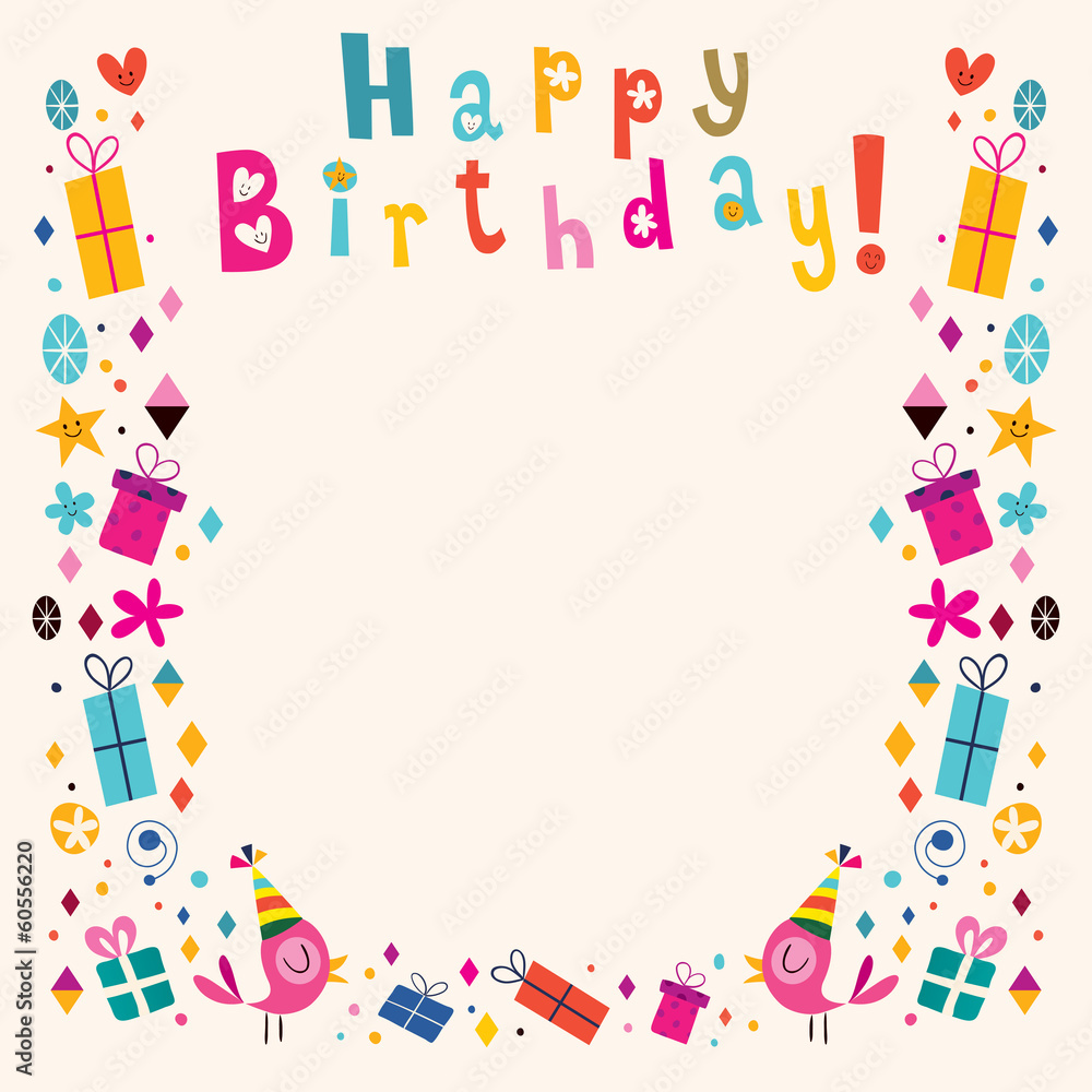 Happy Birthday border retro card Stock-Vektorgrafik | Adobe Stock