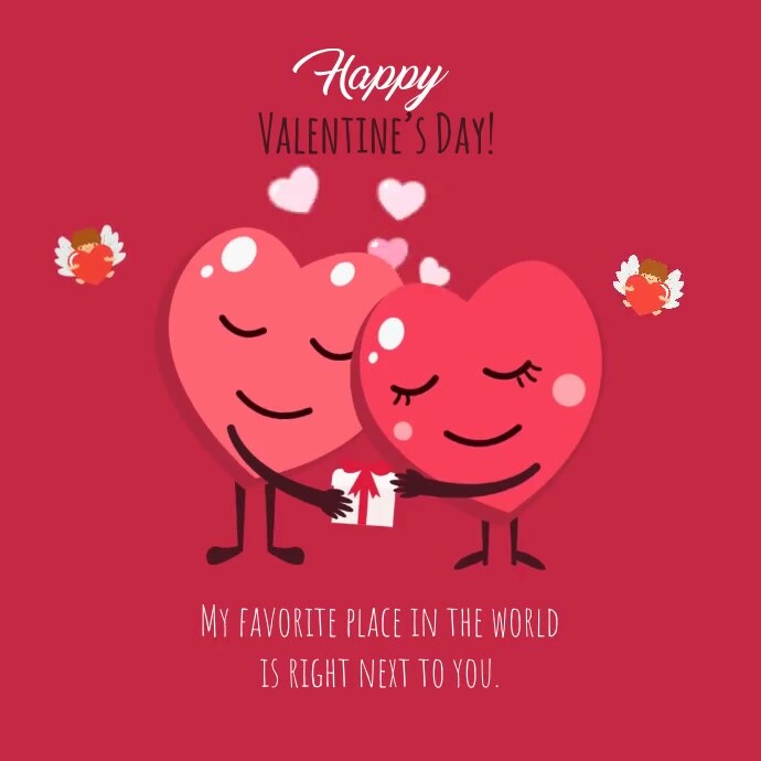 2 hearts hug Valentines day wish