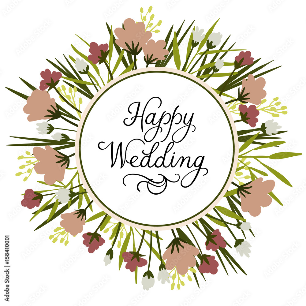 Happy wedding, lettering. Marriage, marry concept. Handwritten ...