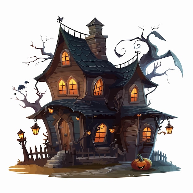 Halloween haunted house clipart | Premium AI-generated vector