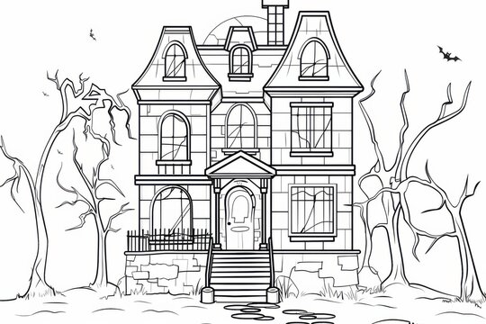 Haunted House Outline Images – Browse 3,788 Stock Photos, Vectors ...