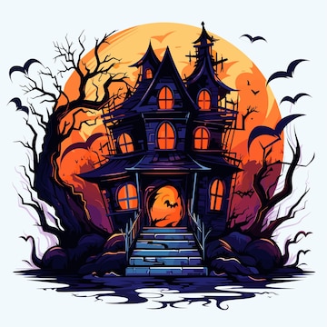 Halloween Haunted House Vector Logo Simple Vector Art | Premium AI ...
