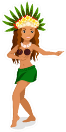 Tahitian Or Hawaiian Hula Female Dancer Cartoon Sticker
