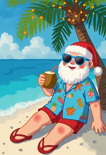 hawaiian santa cliparts