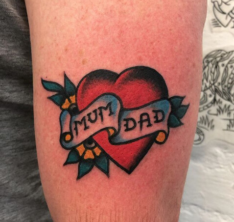 heart and banner tattoo