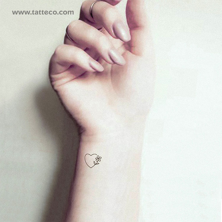 heart and flower tattoo