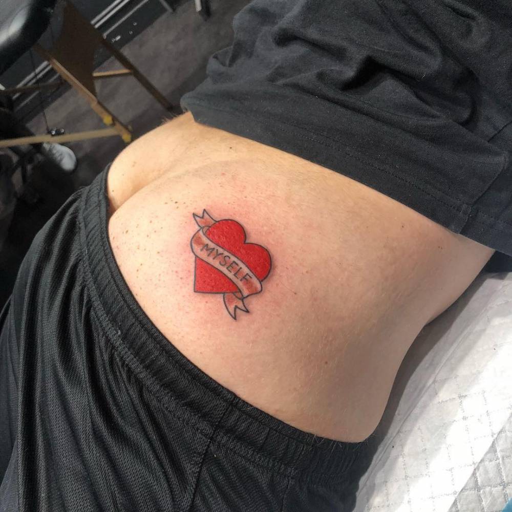heart banner tattoos