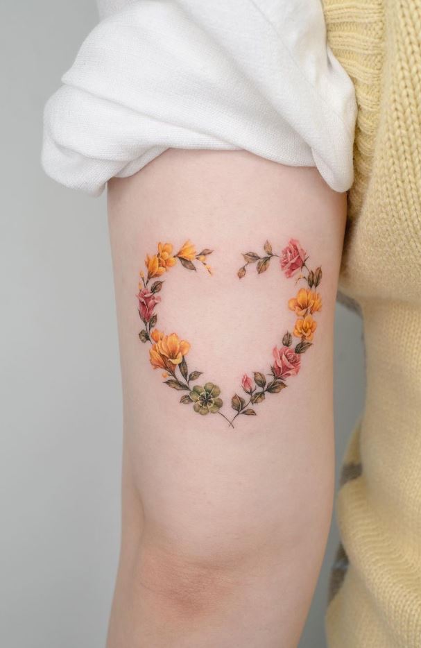 Heart Flowers Tattoo – InkStyleMag