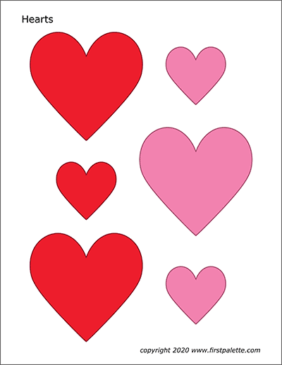 Hearts | Free Printable Templates &amp; Coloring Pages | FirstPalette.com