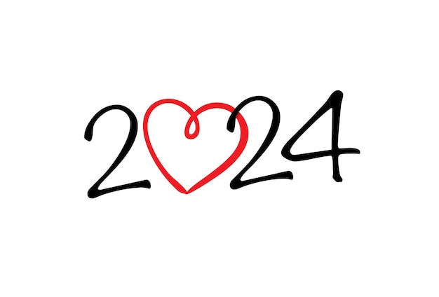 Premium Vector | Celebrate 2024 with a timeless red heart on white ...