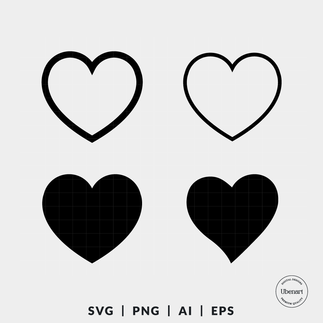 Hearts Svg Bundle, Heart Outline Svg, Heart Shape Svg | Ubenart