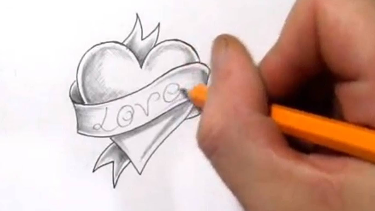 heart with banner tattoo designs