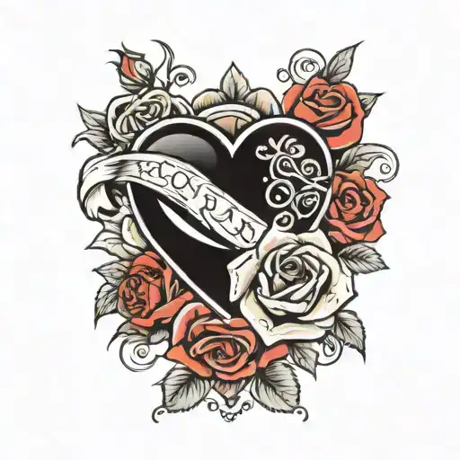 heart with banner tattoo