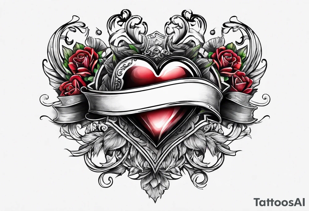 heart with banner tattoo