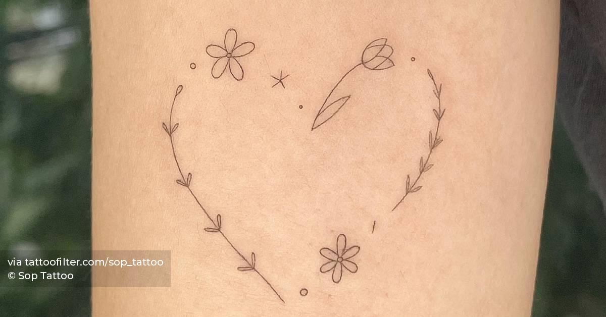 hearts and flowers tattoos