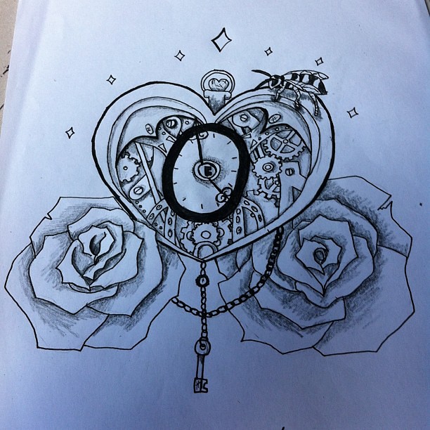 hearts and roses and stars drawings