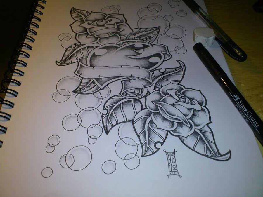 hearts and roses and stars drawings
